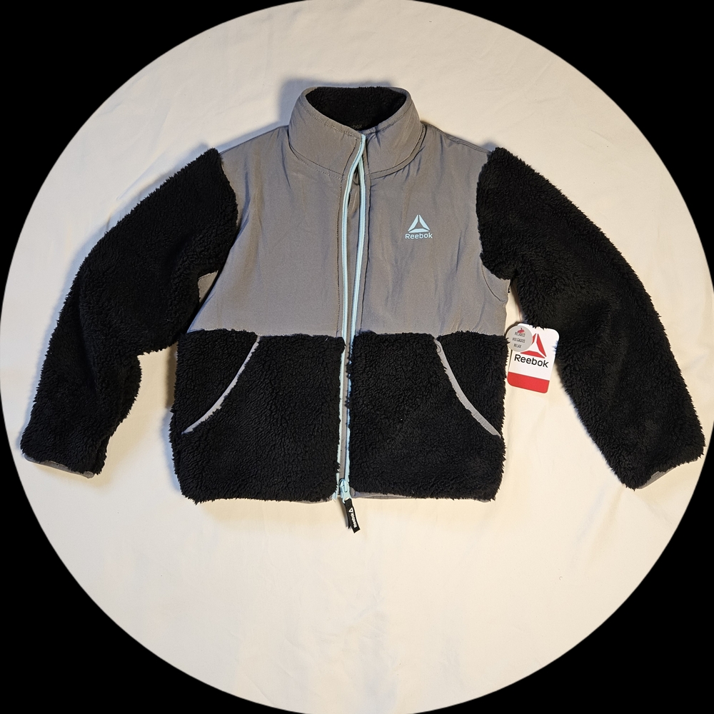 Reebok Black and Gray Sherpa Jacket
